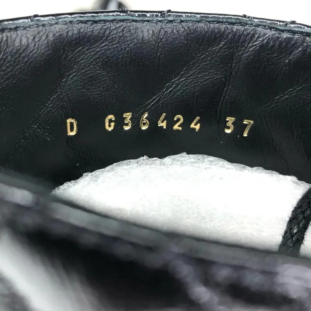 Chanel Brave Shiny Calfskin Quilted CC Chain Cap Toe Platform Short Boots 37